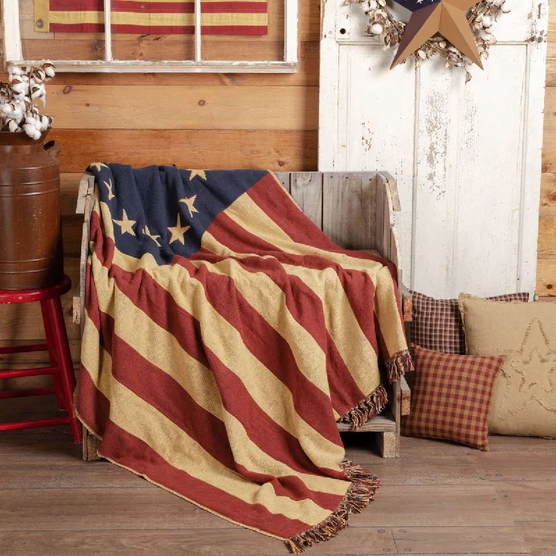 Old Glory Patriotic American Flag Woven Throw 60" x 50" VHC Brands