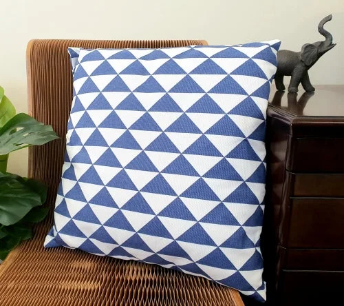 Blue White Geometric Cushion