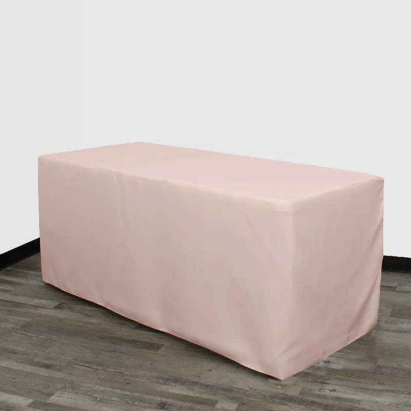 4 FT X 24 Inches  Rectangular Fitted Polyester Tablecloth Blush