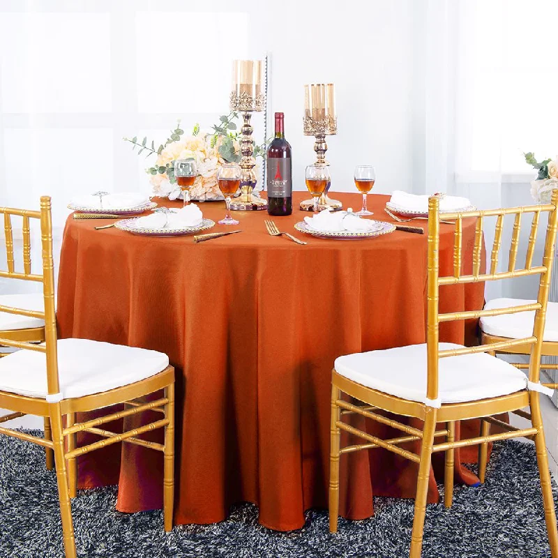 90" Seamless Round Heavy Duty Polyester (220 GSM) Tablecloth - Rust/Burnt Orange (1pc)