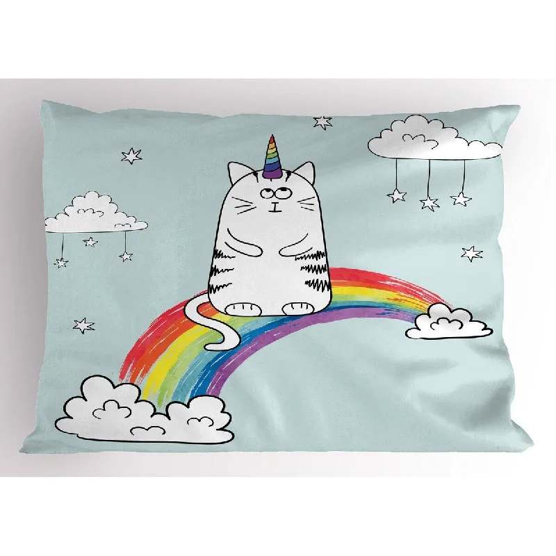 Ambesonne Unicorn Cat Pillow Sham, Decorative Standard Size Printed Pillowcase