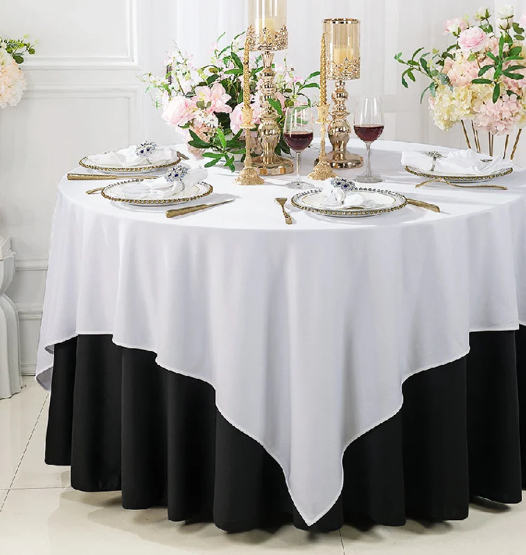 72"x72" Seamless Square Scuba (Wrinkle-Free) (240 GSM) Tablecloth /Table Overlay- White (1pc)