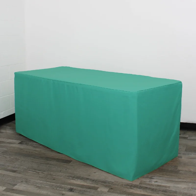 8 ft. Polyester Fitted Tablecloth Rectangular Teal