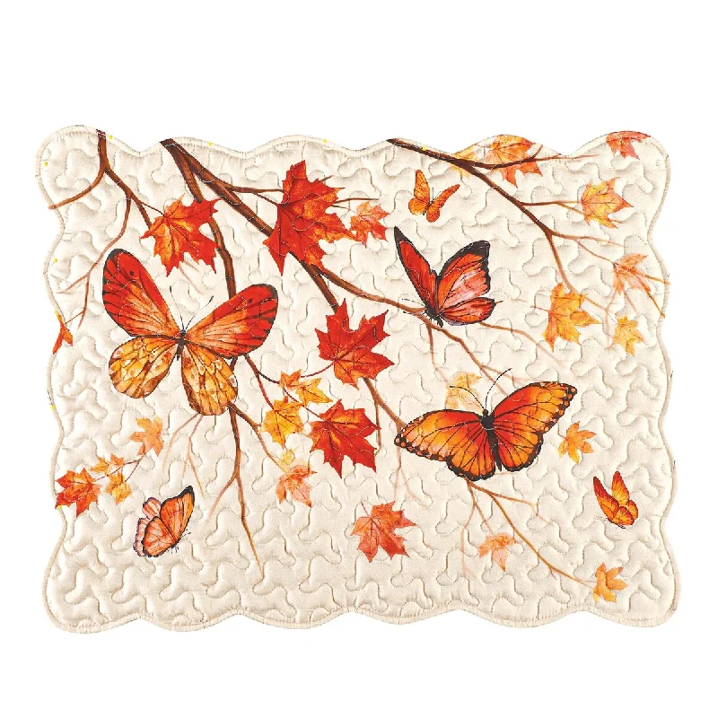 Fall Maple Leaves and Butterfly Scalloped Edge Pillow Sham