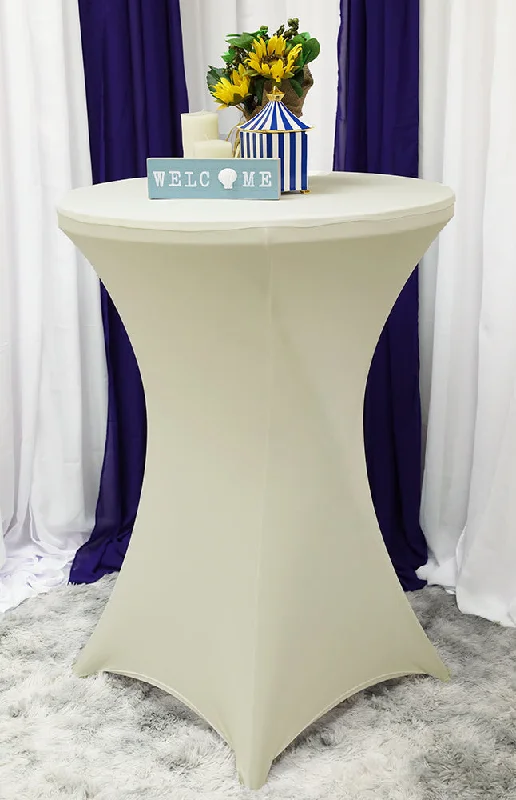 30"x42" Cocktail Spandex (220 GSM) Table Cover - Ivory (1pc)