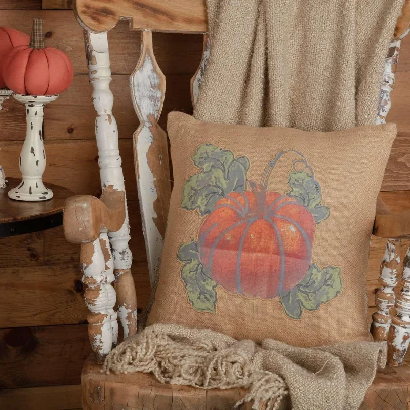 Jute Burlap Natural Harvest Garden Pumpkin Pillow 18x18 VHC Brands