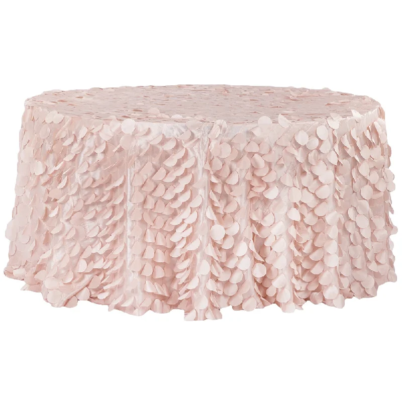 Petal Circle Taffeta 132" Round Tablecloth - Blush/Rose Gold