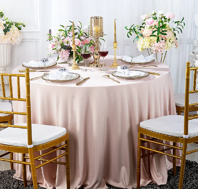 132" Round Scuba (Wrinkle-Free) (240 GSM) Tablecloth - Blush Pink/Rose Gold (1pc)