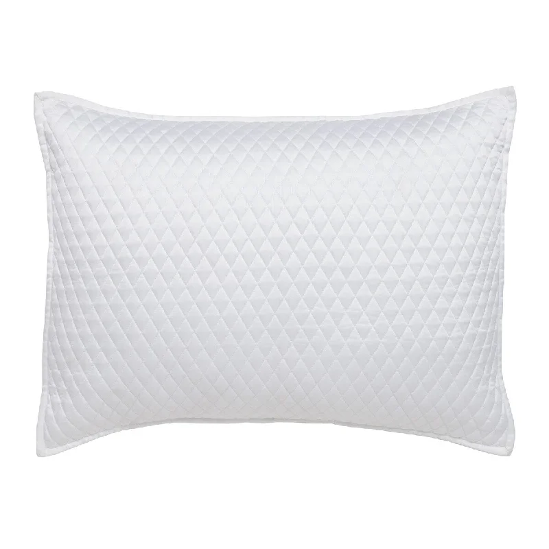 Kahn 26 Inch Hand Quilted Standard Pillow Sham, Mitered Corner, Matte White