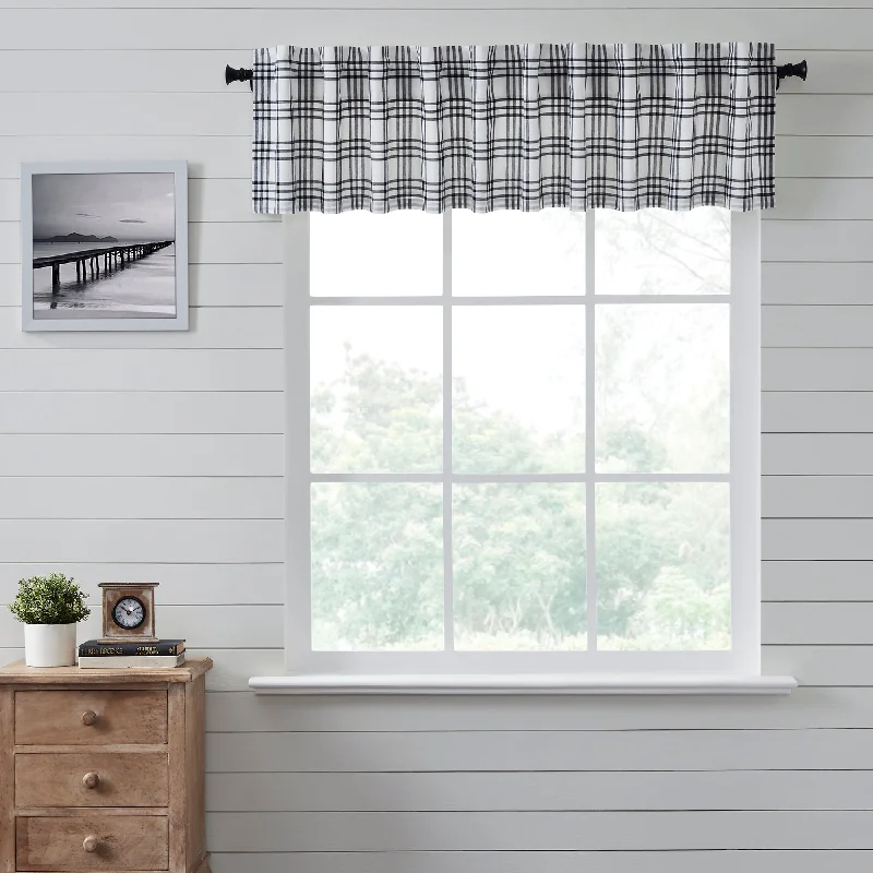 Sawyer Mill Black Plaid Valance Curtain 16x90 VHC Brands