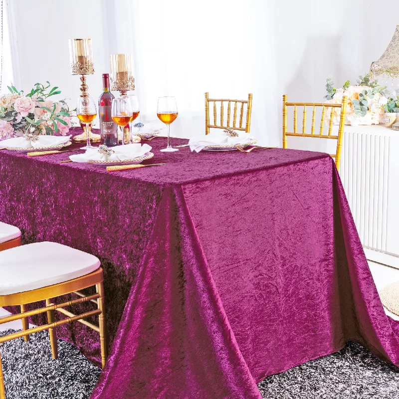 90"x156" Seamless Rectangular Ice Crushed Velvet (200 GSM) Tablecloth - Magenta/Azalea (1pc)