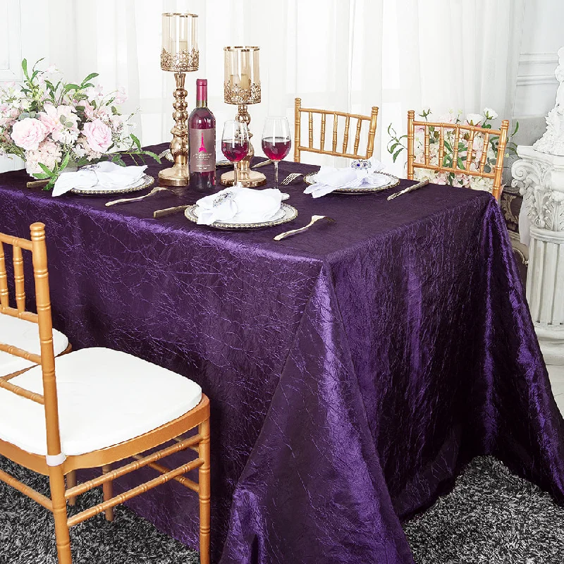 90"x156" Seamless Rectangular Crushed Taffeta Tablecloth - Eggplant (1pc)