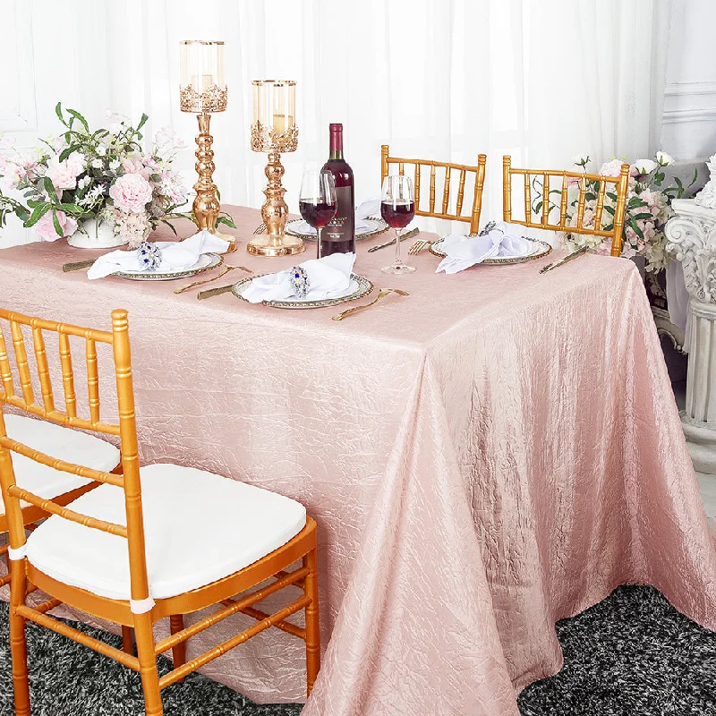 90"x156" Seamless Rectangular Crushed Taffeta Tablecloth - Blush Pink/Rose Gold (1pc)