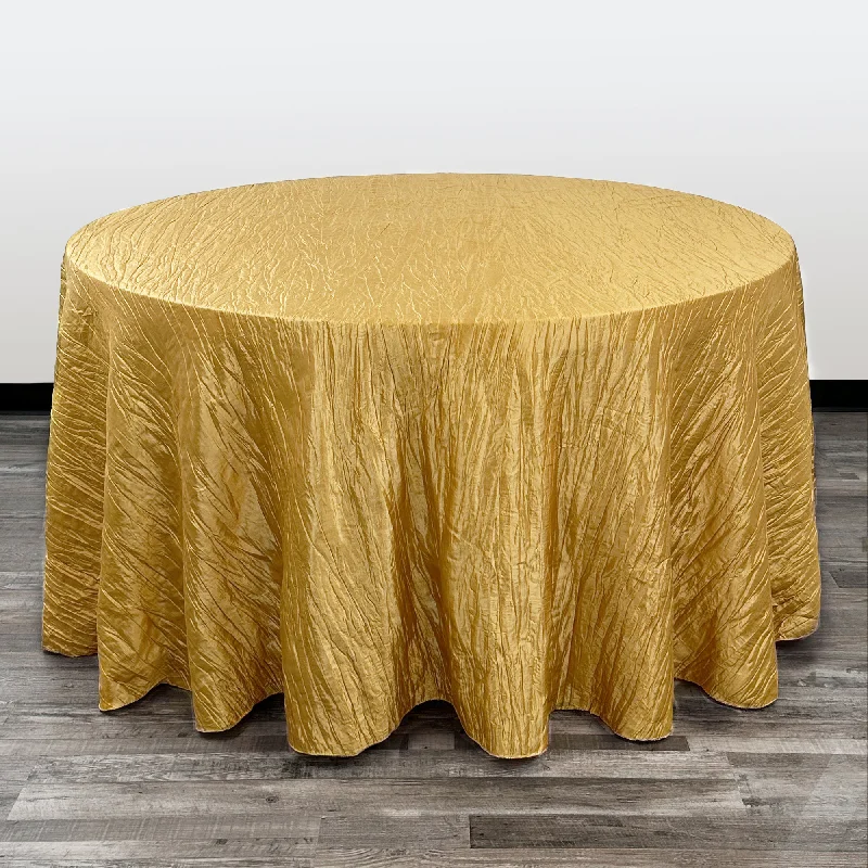 120 inch Crinkle Taffeta Round Tablecloth Gold