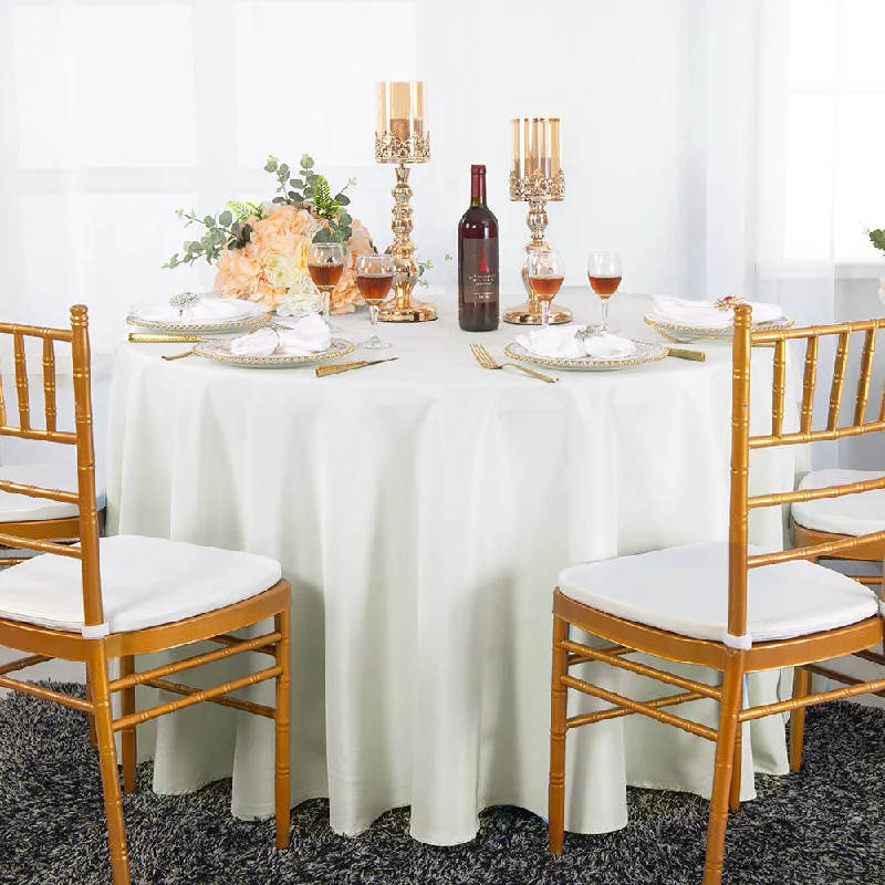 90" Seamless Round Heavy Duty Polyester (220 GSM) Tablecloth - Ivory (1pc)