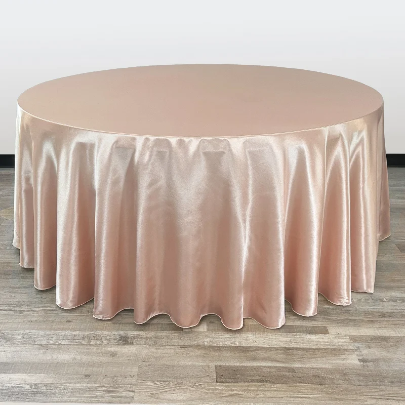 132 inch Satin Round Tablecloth Blush