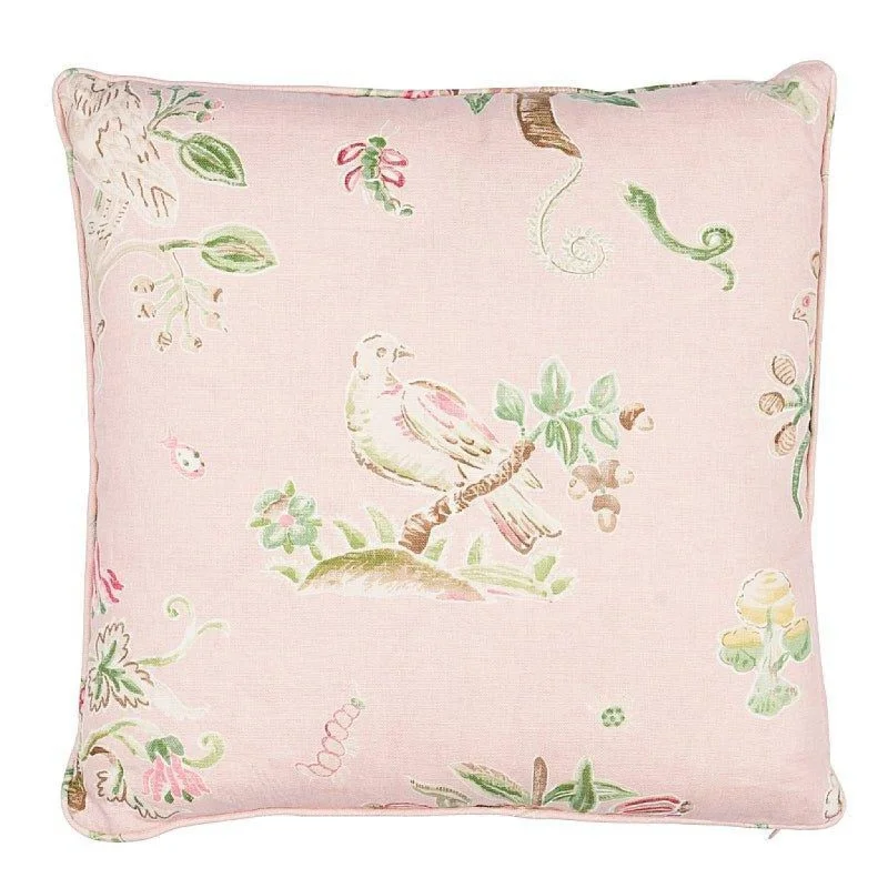 Pink Magical Menagerie Flight of Fancy 20" Linen Pillow