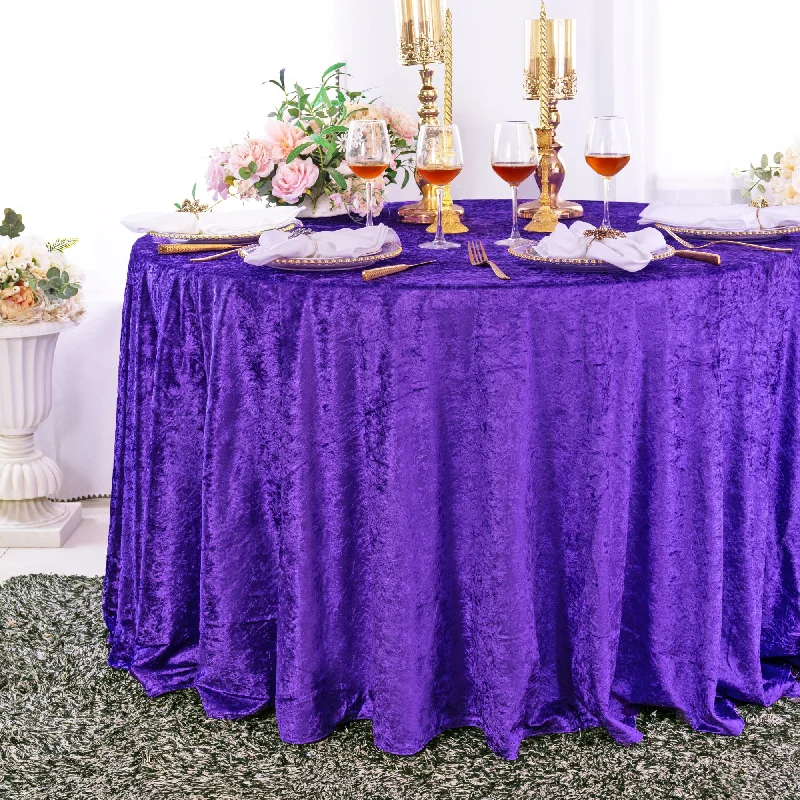 120" Round Ice Crushed Velvet (200 GSM) Tablecloth - Regency Purple (1pc)