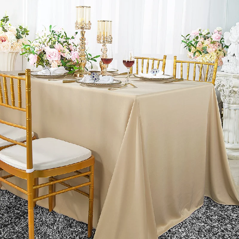 90"x132" Seamless Rectangular Scuba (Wrinkle-Free) (240 GSM) Tablecloth - Champagne (1pc)