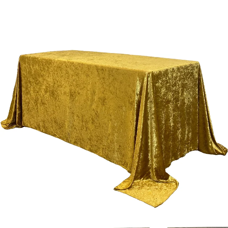 90 x 132 Inch Rectangular Crushed Velvet Tablecloth Gold