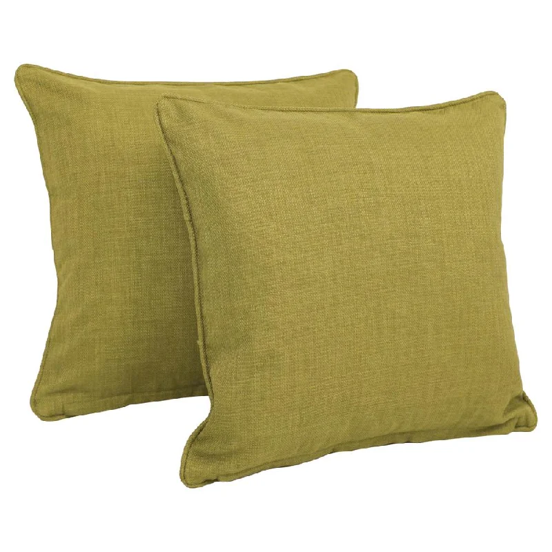 18-inch Double-corded Solid Outdoor Spun Polyester Square Throw Pillows with Inserts (Set of 2), Avocado