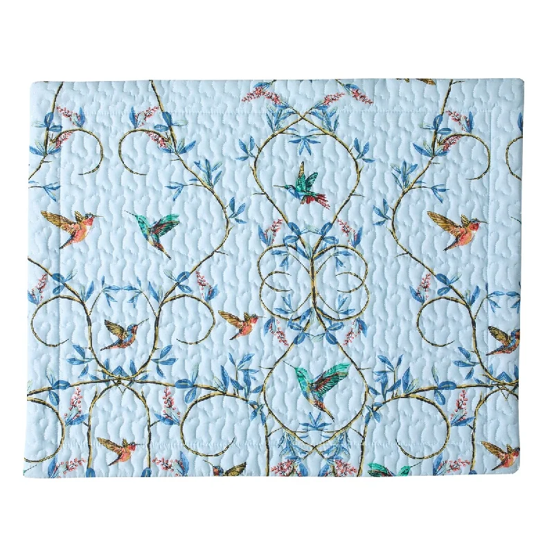 Light Blue Hummingbird Blue Scroll Sham