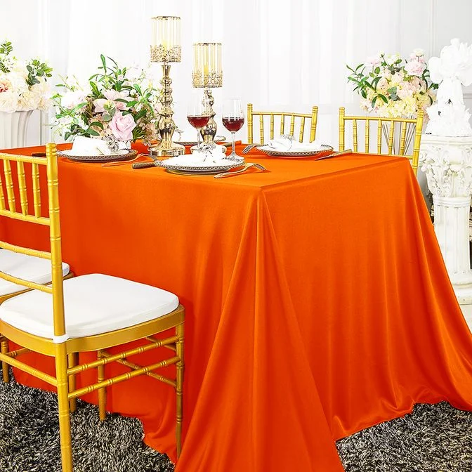 90"x156" Seamless Rectangular Scuba (Wrinkle-Free) (240 GSM) Tablecloth - Orange (1pc)