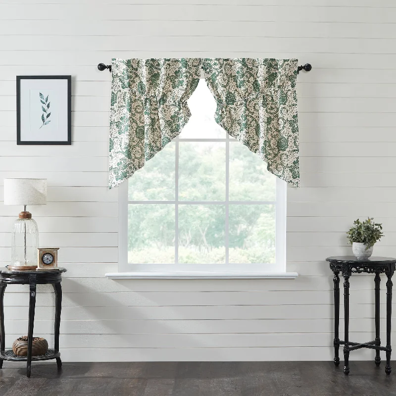 Dorset Green Floral Prairie Swag Set of 2 36x36x18 VHC Brands