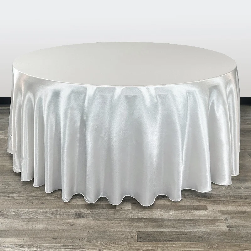 132 inch Satin Round Tablecloth White