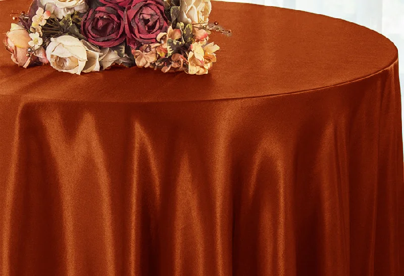 108" Seamless Round Satin Tablecloth - Rust/Burnt Orange (1pc)