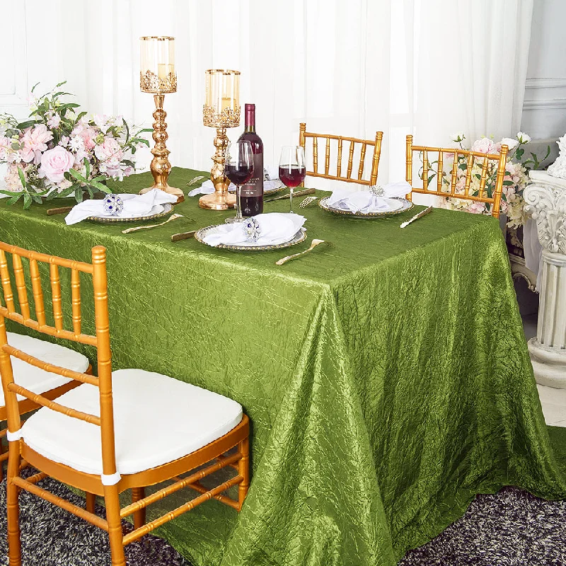 90"x156" Seamless Rectangular Crushed Taffeta Tablecloth - Moss Green (1pc)