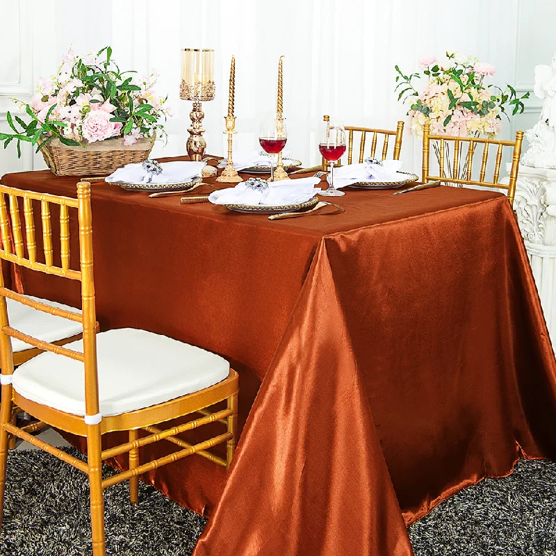 90"x156" Seamless Rectangular Satin Tablecloth - Rust/Burnt Orange (1pc)