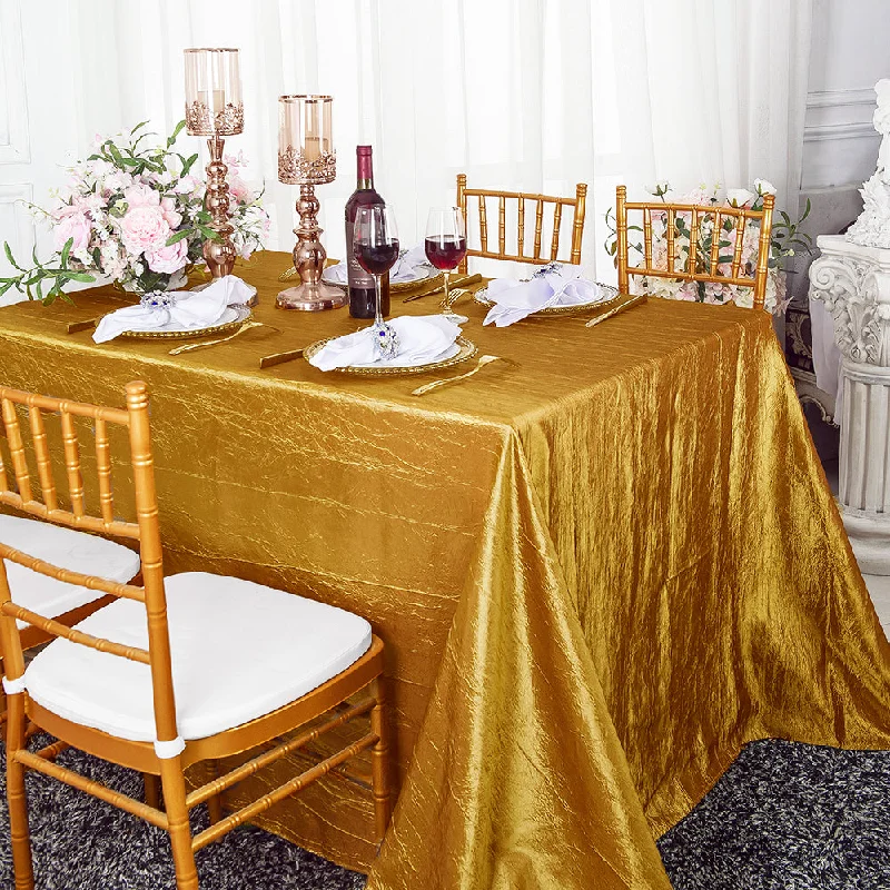 90"x156" Seamless Rectangular Crushed Taffeta Tablecloth - Gold (1pc)