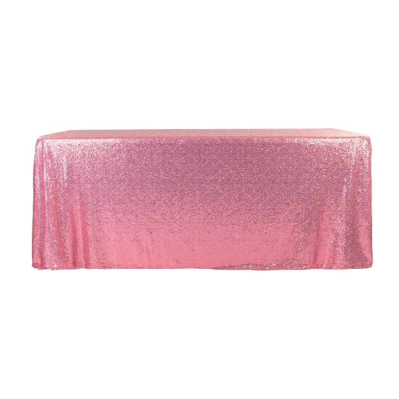 Glitz Sequin Mesh Net Tablecloth  90"x156" Rectangular -  Pink