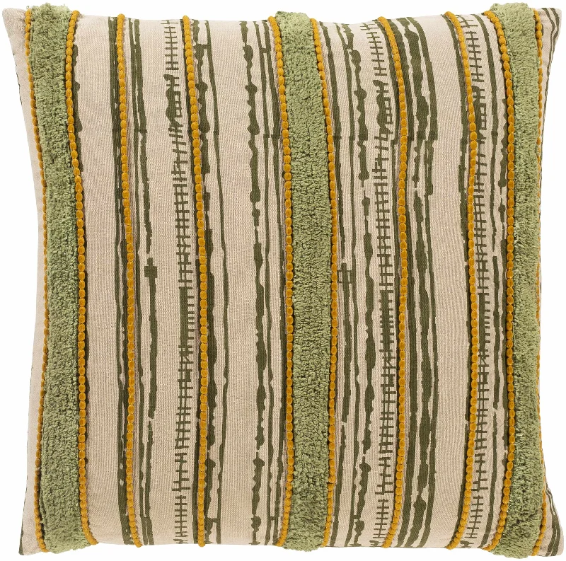 Bebe Olive Striped Textured Throw Pillow - Clearance