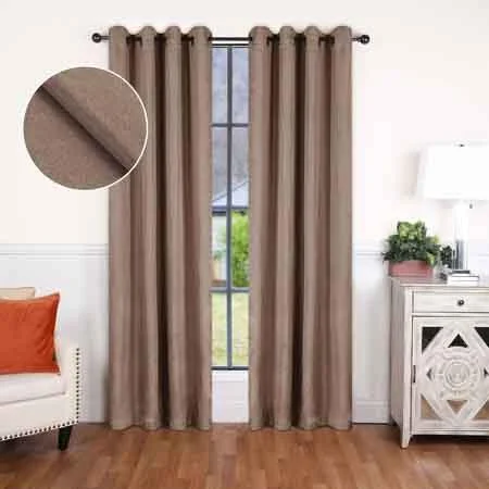 Linen Pattern Washable Room Darkening Blackout Curtain Set 52"