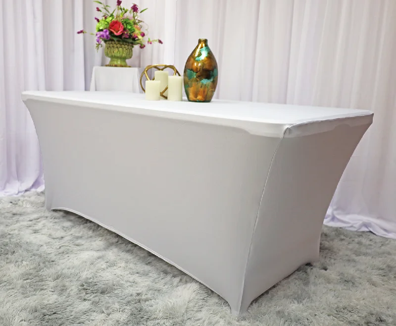 8 Ft Rectangular Spandex (220 GSM) Table Cover - White (1pc)