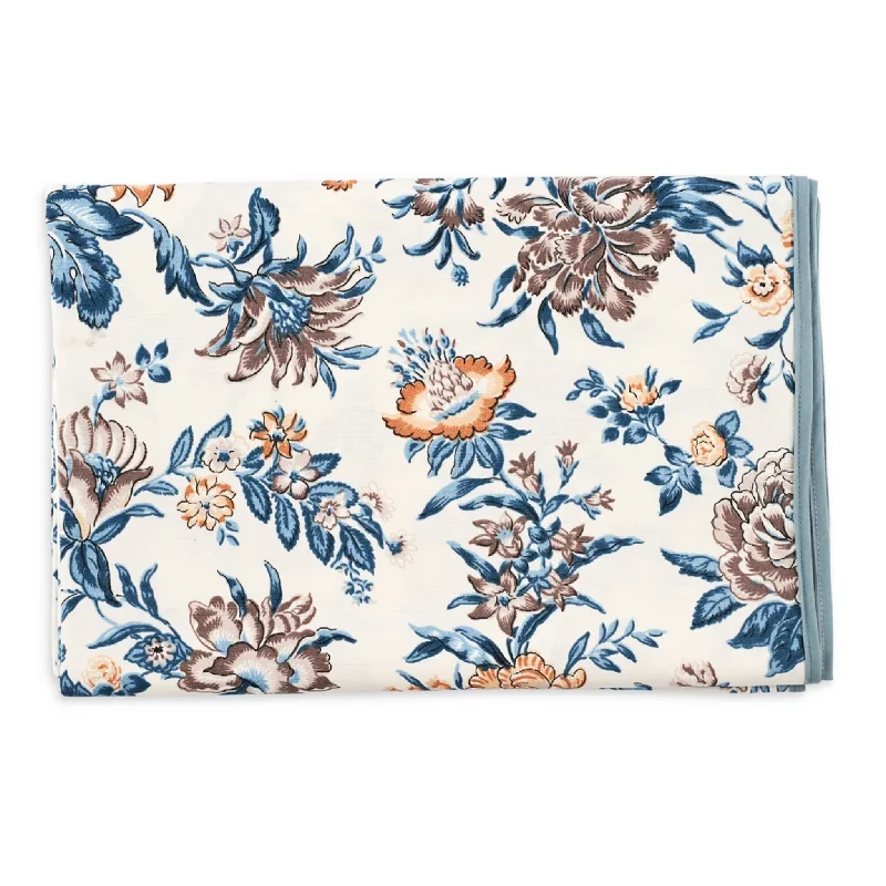 Blue & Brown Fall Floral Tablecloth