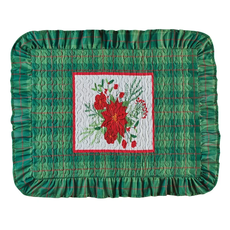 Poinsettia Holly and Green Plaid Lattice Pillow Sham