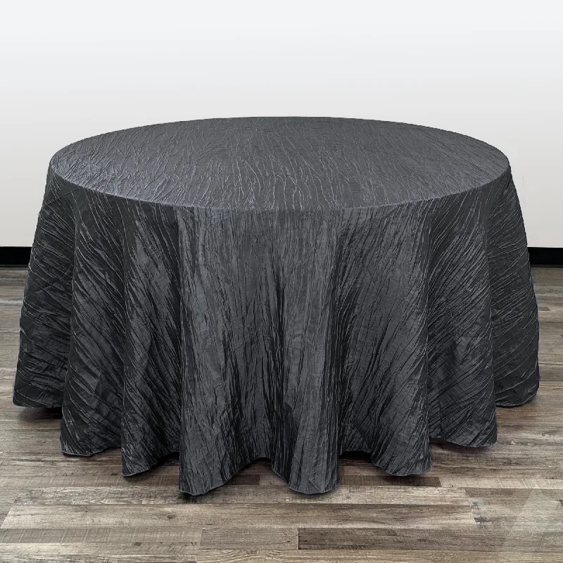 120 inch Crinkle Taffeta Round Tablecloth Black