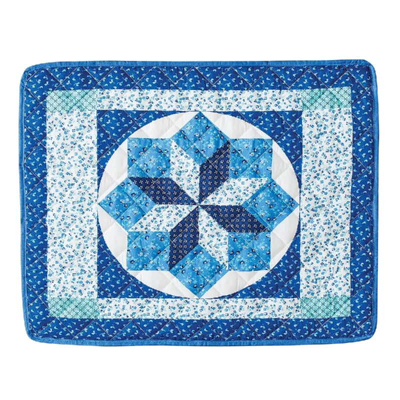 Classic Blue & White Star Pattern Medallion Pillow Sham