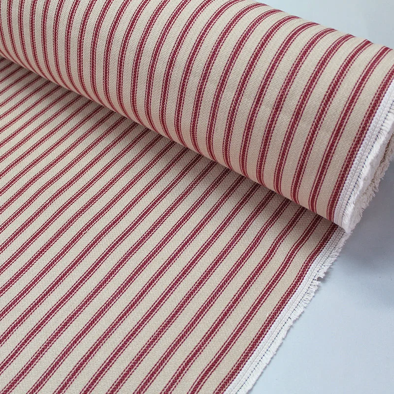 Soft Furnishing Ticking - Taupe and Red