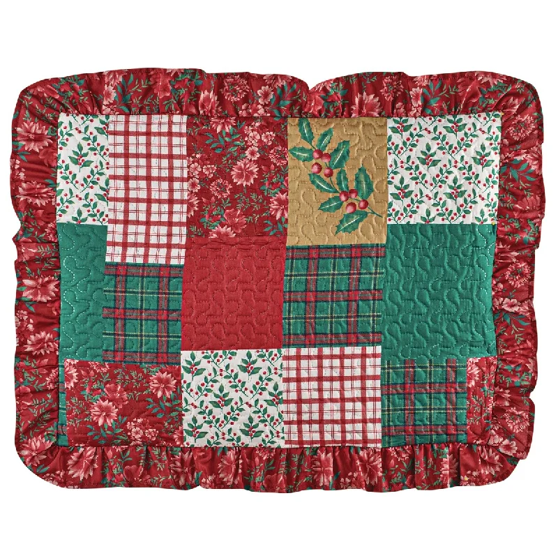 Holiday Patchwork Ruffle Edge Pillow Sham