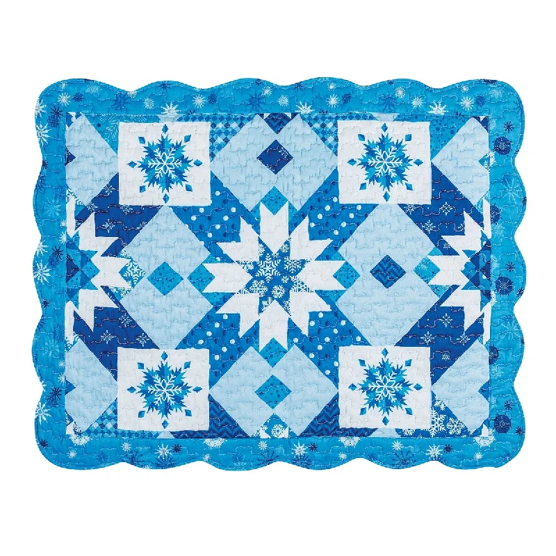 Elegant White and Blue Snowflakes Pillow Sham