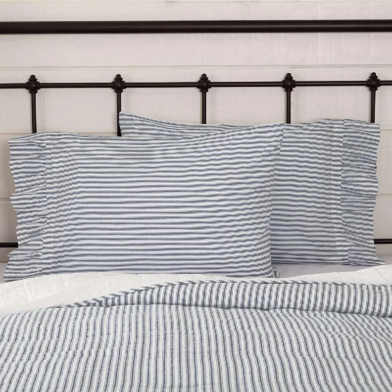 Sawyer Mill Blue Ticking Stripe Standard Pillow Case Set of 2 21x30 VHC Brands