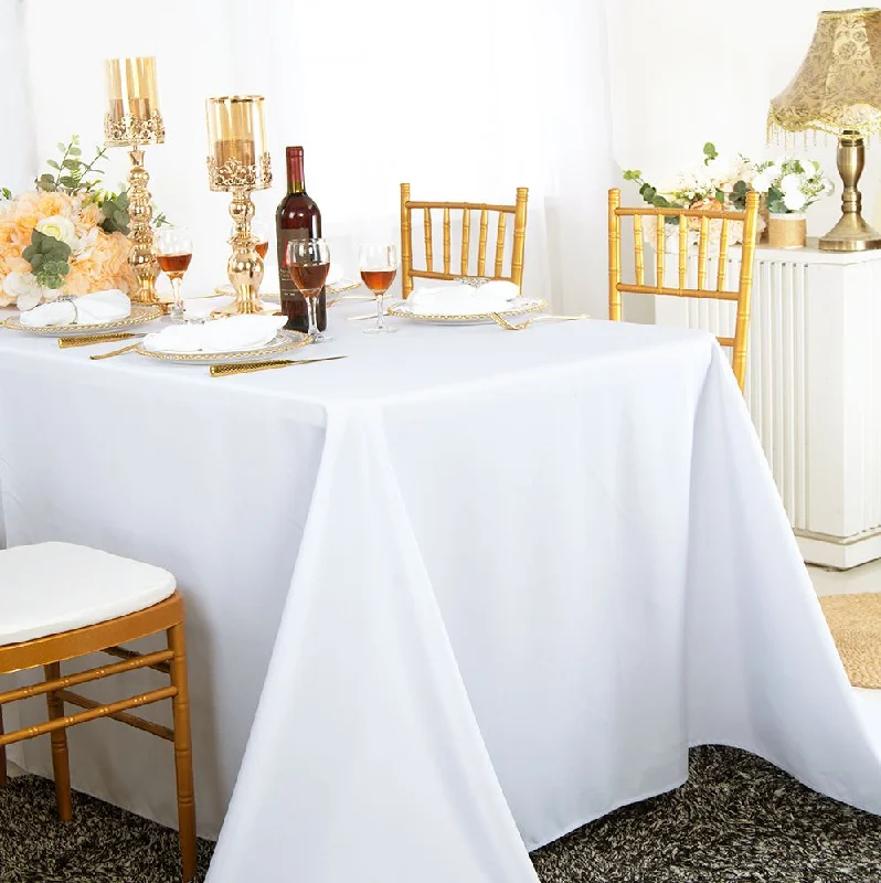 90"x156" Seamless Rectangular Polyester (220 GSM) Tablecloth - White (1pc)