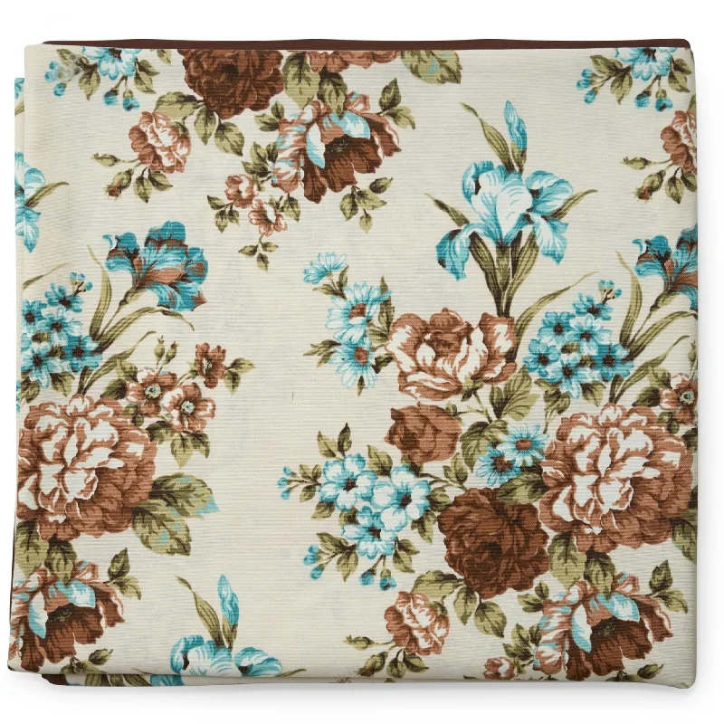 Brown And Turquoise Floral Design Tablecloth