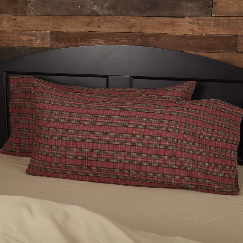 Tartan Red Plaid King Pillow Case Set of 2 21x40 VHC Brands