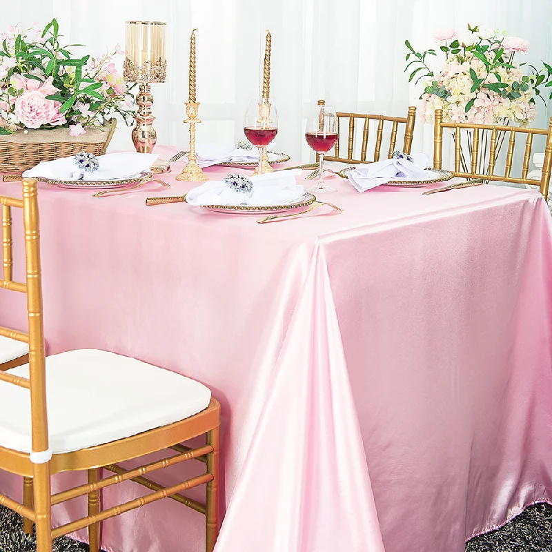 90"x132" Seamless Rectangular Satin Tablecloth - Pink (1pc)