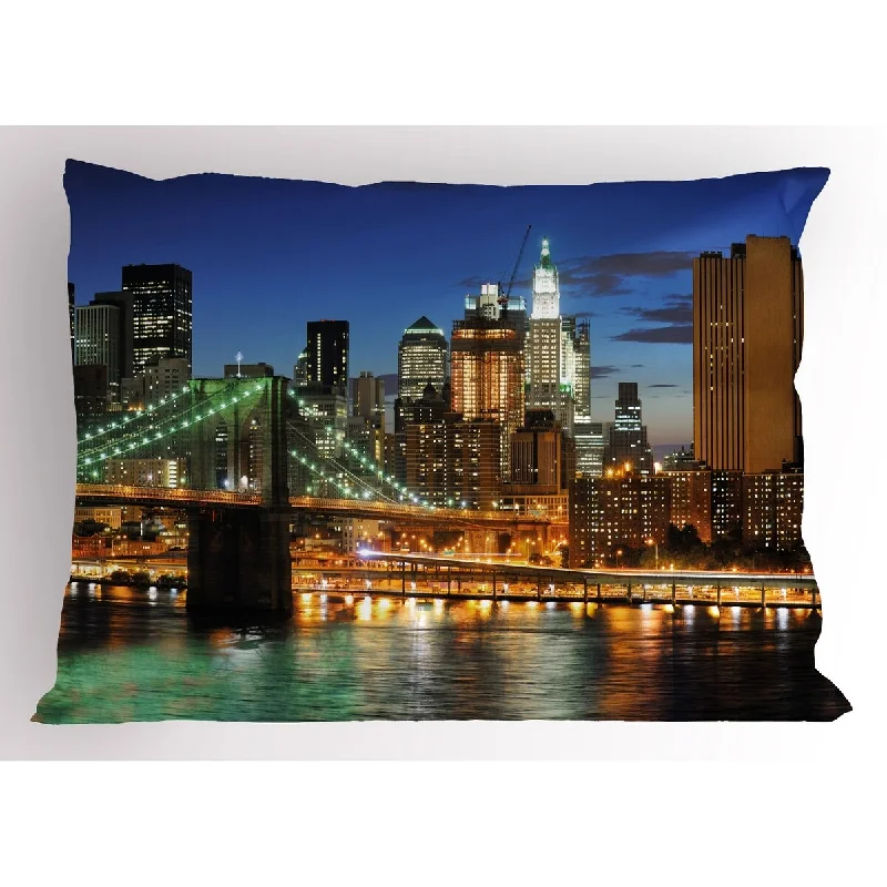 Ambesonne City Pillow Sham, Decorative Standard Queen Size Printed Pillowcase